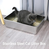 Stainless Steel Cat Litter Box-6" High Side Metal Litter Box,XLarge Stainless Steel LitterBox,Cat LitterBox for Big Cats or Rabbit，Puppy，Non Stick, No Smell, Easy to Clean
