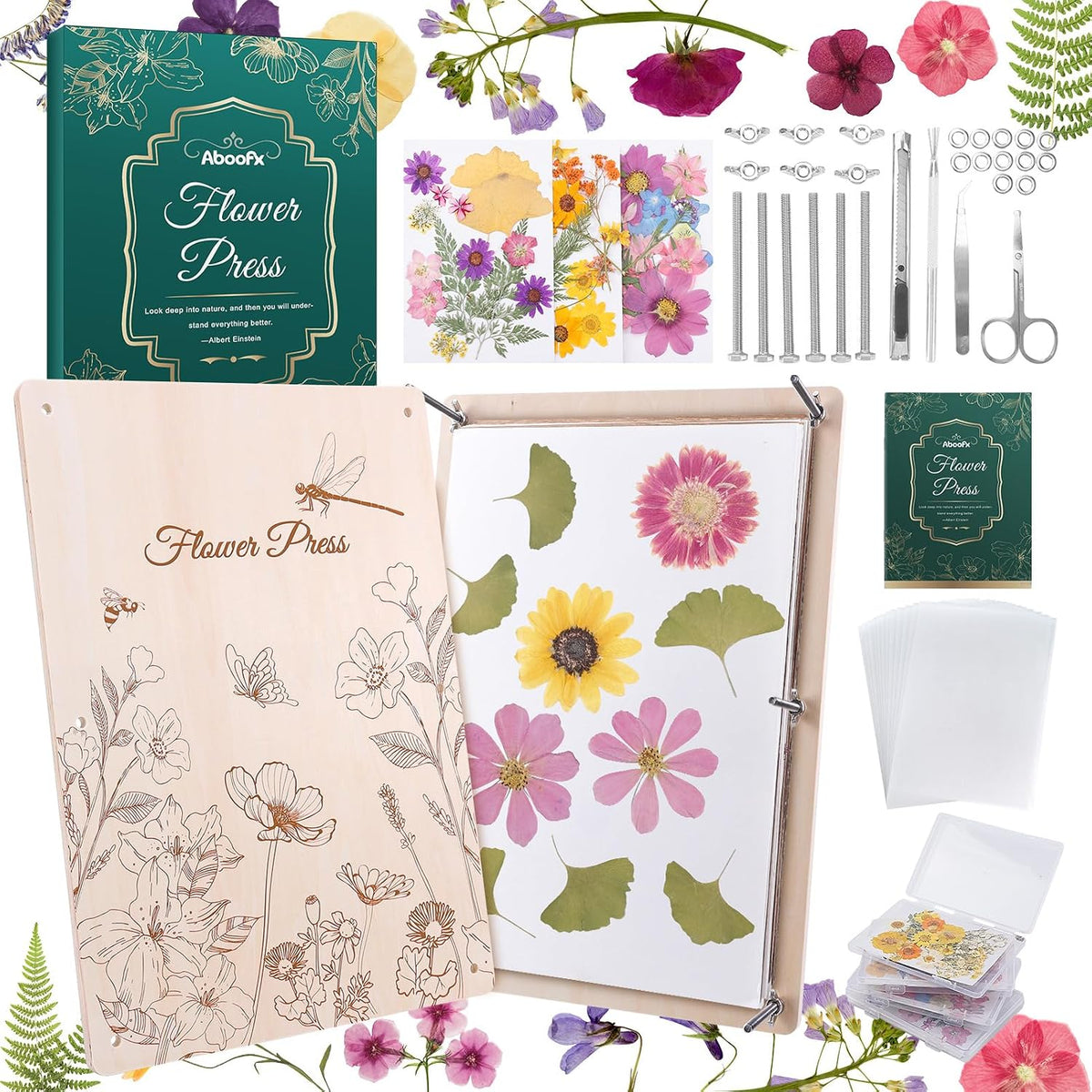 Aboofx Wooden Flower Pressing Kit - 17" x 11.8" 5 Layers