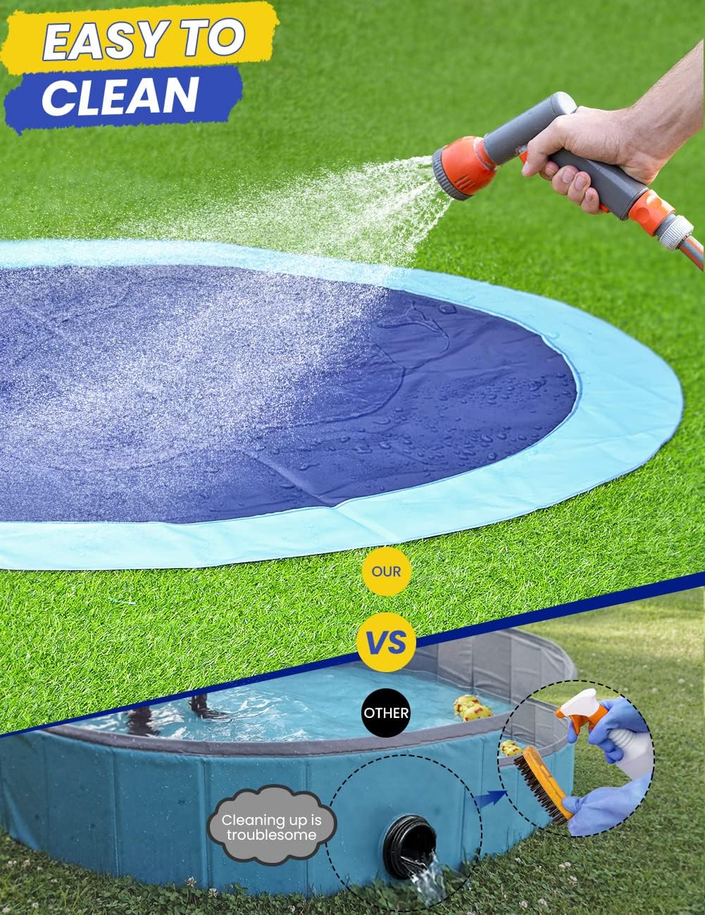 Splash Pad Non-Slip Dogs Cool Sprinkler Pool Extra Large Splash Pads – Fun for Kids & Family - 97 inch - image 2