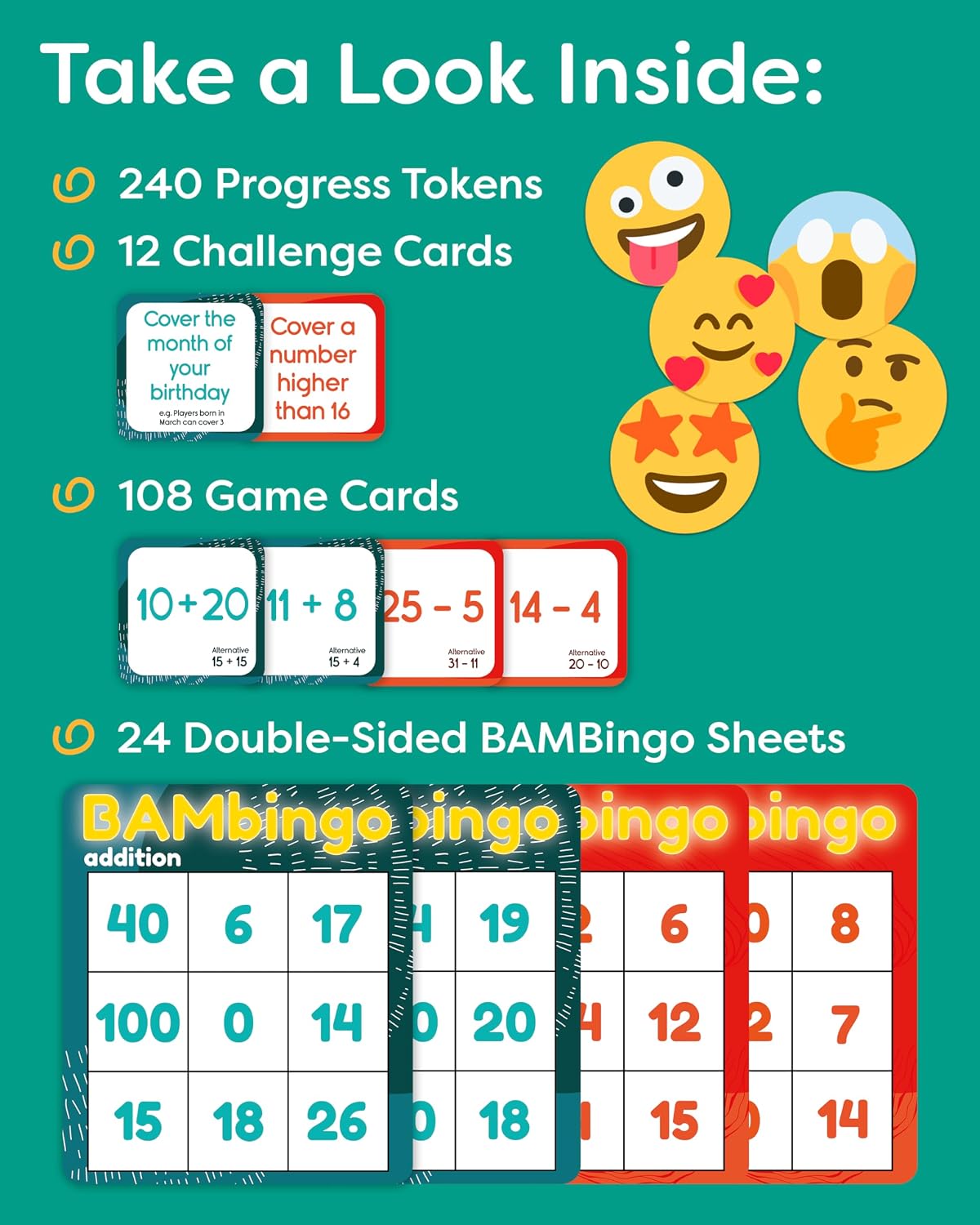 BAMBingo Multiplication and Division Facts Bingo Game – Fun for Kids & Family - Addition and Subtraction - image 3