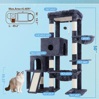 Hey-brother Cat Tree Tower with 3 Condos - 50 inches / Smoky Gray - image 2