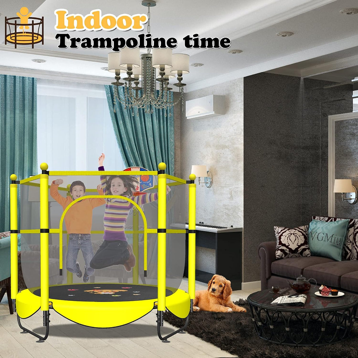 VGMiu 60" Trampoline for Kids - Yellow-BD / 5FT - image 3