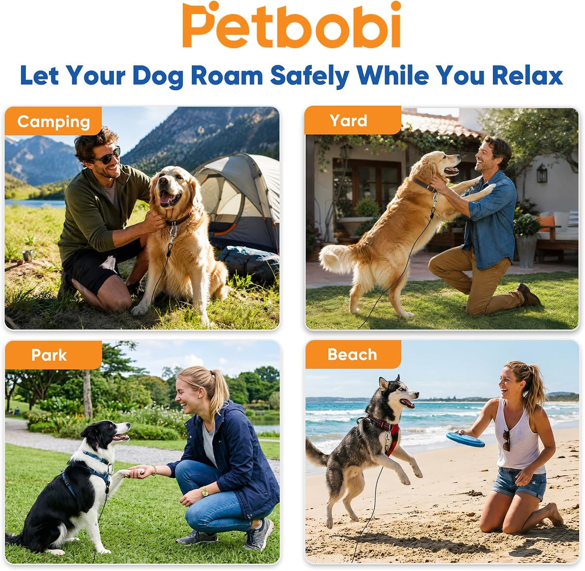 Petbobi Dog Tie Out Cable & Stake - 30ft / Black - image 3