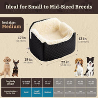 Snoozer Lookout I Car Seat - Dog Car Seats for Small Dogs, Puppy Booster Bed for Small & Medium Sized Pets Up to 25 Lbs, Elevated, Washable - Medium, Black Quilted