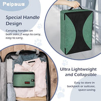Portable Cat Travel Litter Box. Zipped Lid, Collapsible Litter Box for Cats. No Leakage, No Smell. Easy to Carry. Used for Hotels, Camping, Car (Green, L)