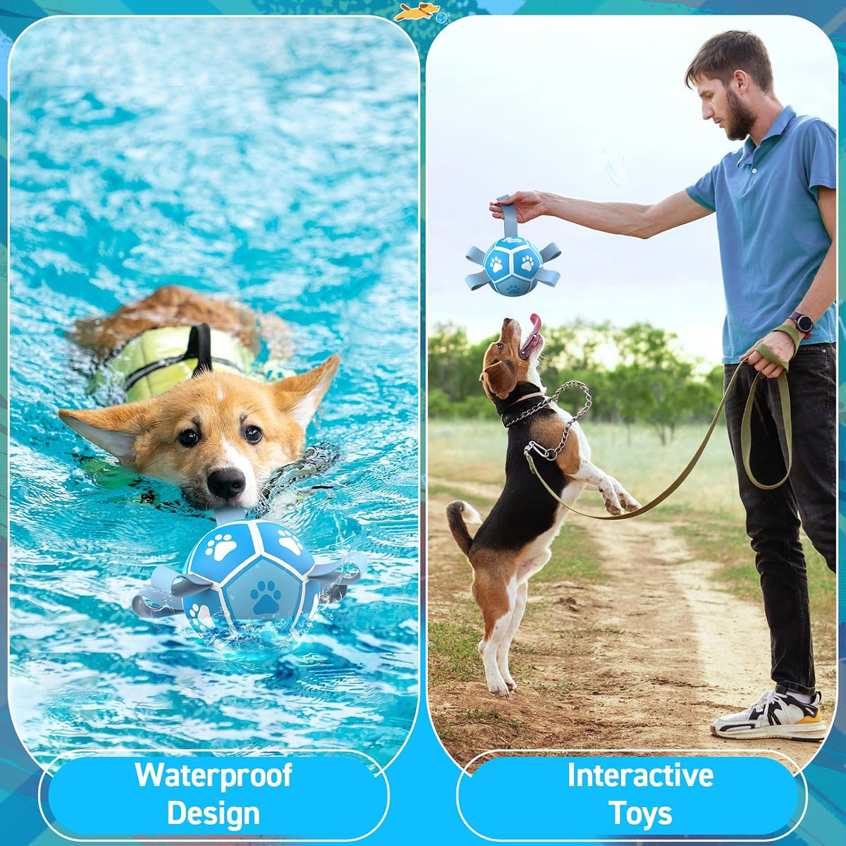 QDAN Dog Balls, Outdoor Dog Toys - Small Size 1 / White-Blue - image 3