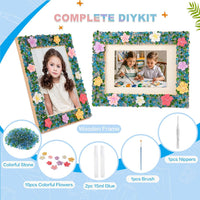 LEJITEKK mosaic picture frame craft kit with pink glass stones and wooden frame - view 7