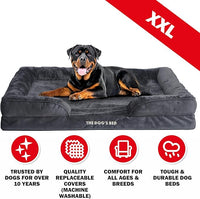 The Dog’s Bed, Orthopedic Standard Foam Waterproof Dog Bed with Standard Support, XXL Grey Plush, Waterproof, Supportive Dog Bed with Replaceable Covers, Veterinary Approved