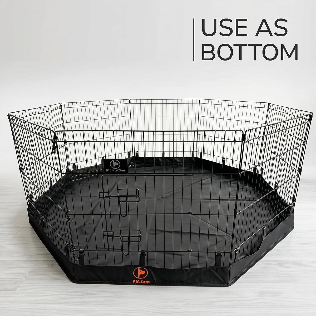 Puppy Playpen with Bottom Pad and Door, 8 Panels 24" H - Black / Large Pen: 42-Inch High / Playpen+Bottom - image 3