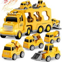 FunMission Toddlers Fire Truck for Kids 3-9 Year Old，5 in 1 Friction - 5 CONSTRUCTION CARS