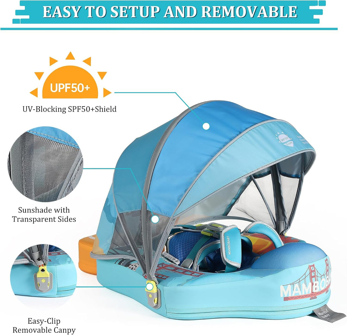 Mambobaby Float Deluxe non-inflatable baby pool float with sun canopy - view 10