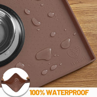Hubulk Dog Feeding Mat,100% Waterproof Food Grade Silicone Pet Food and Water Bowl - Brown / 19"l X 12"w - image 4