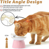 Ceramic Raised Cat Bowl，Tilted Raised Cat Bowl Anti Vomit Cat Bowls - Pink - image 3