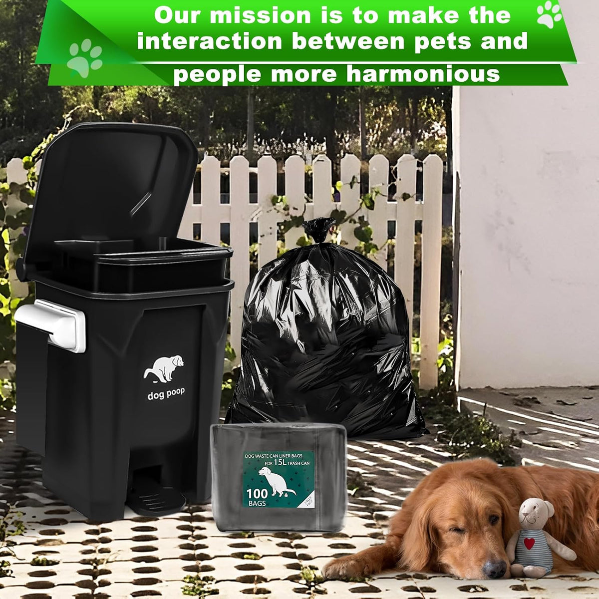 Dog Waste Bags - 100 Pcs Dog Poop Bags for 20L Dog Poop Trash Can – Essentials for Dogs - 1 Count (Pack of 100) - image 4