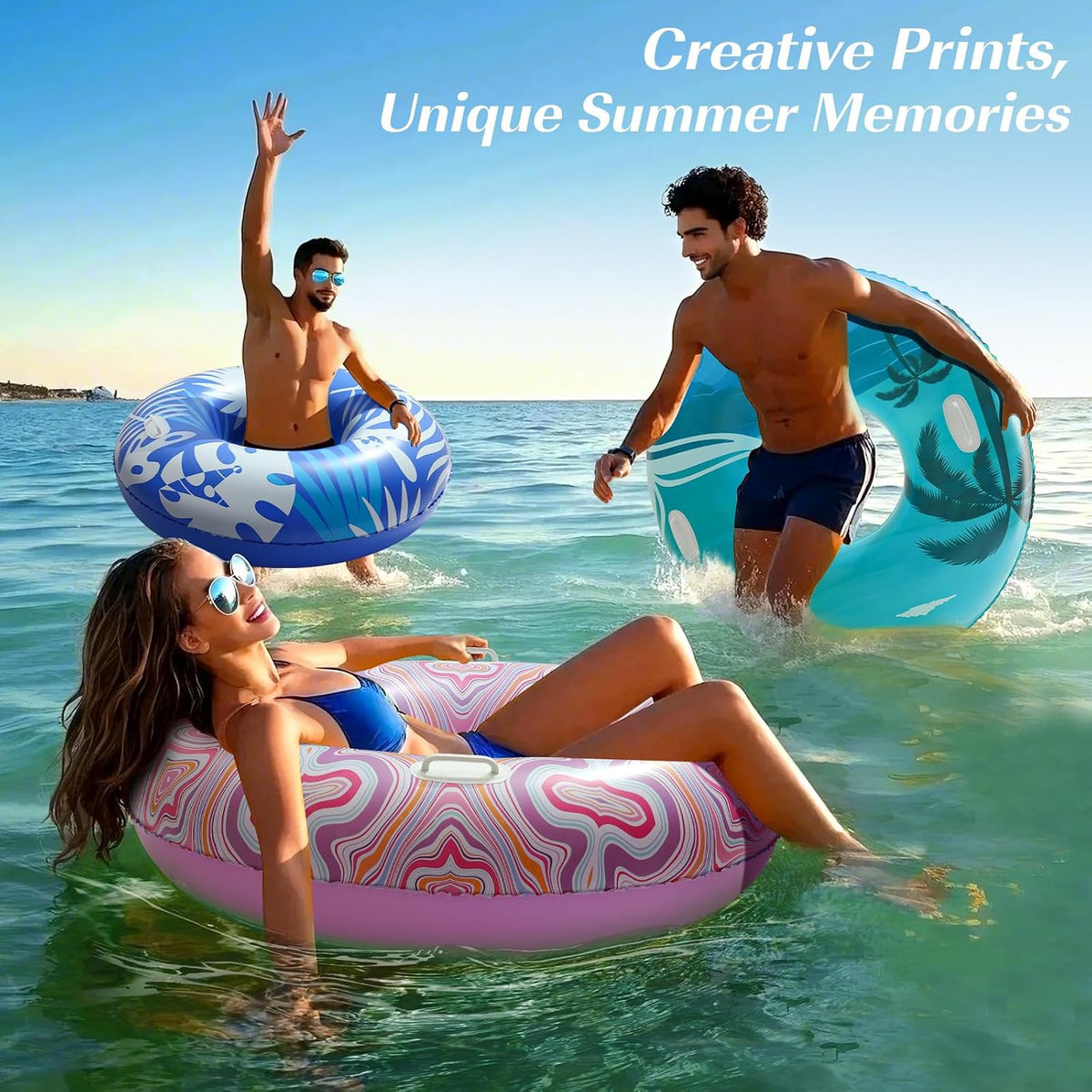 HeySplash Pool Floats, Inflatable Pool Floaties for Adults – Fun for Kids & Family - O-Pink Ripple - image 4