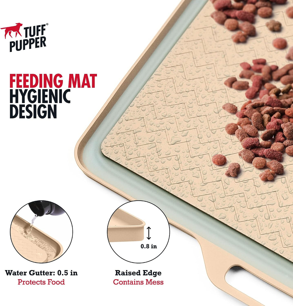 Tuff Pupper 36x24 XXL Dog Feeding Mat for Food and Water - Beige / XX-Large - 36" x 24" - image 3