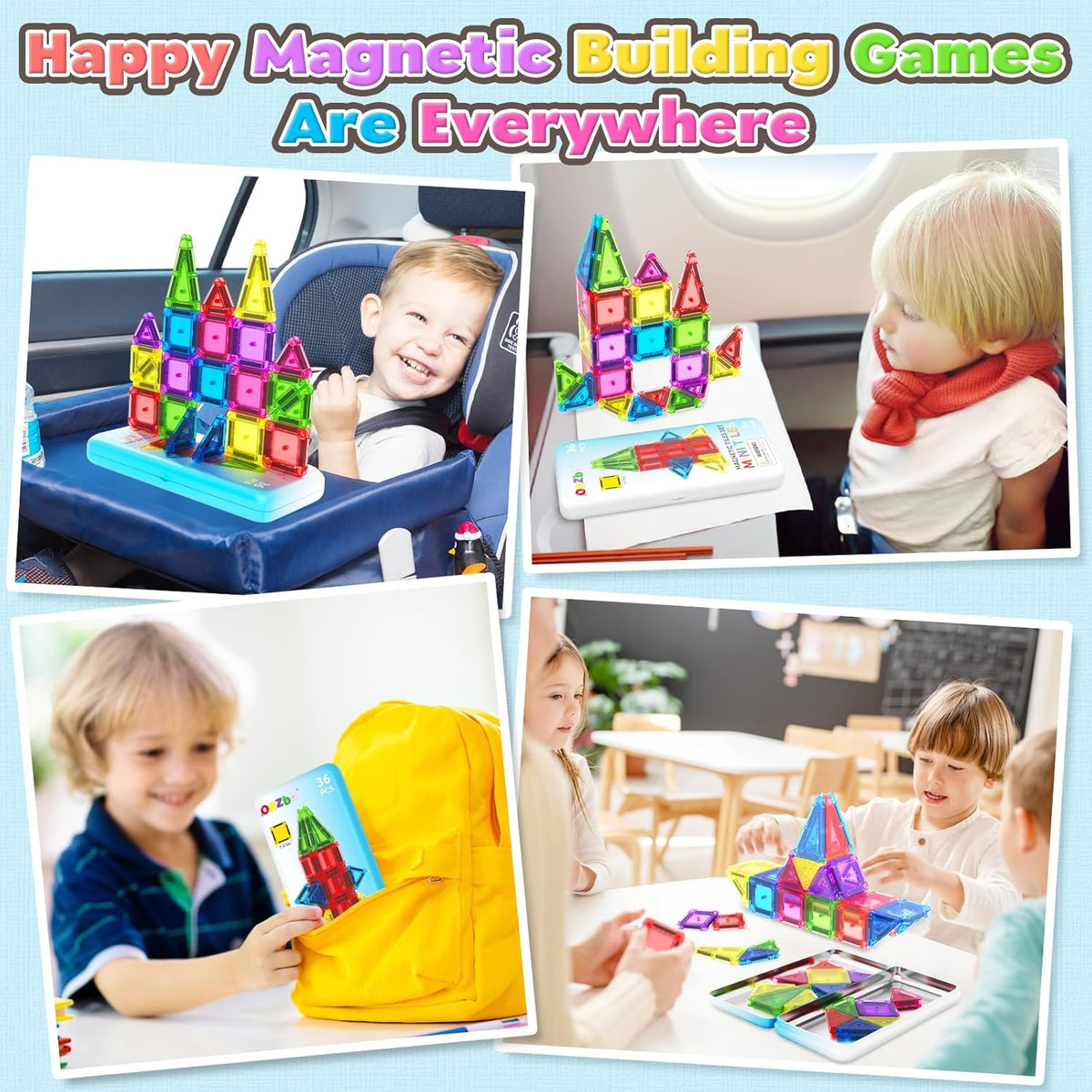 Magnetic Tiles Mini Travel Toddler Set - Color-5 - image 2