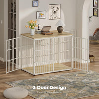 Lyromix 48'' XXL Dog Crate Furniture with 3 Doors for Large Dogs – Essentials for Dogs - Natural Beech / 47.2"L x 29.1"W x 37.6"H - image 3