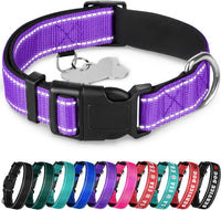 Reflective Neoprene Padded Dog Collar with Quick Release Buckle – Essentials for Dogs - Purple / Small