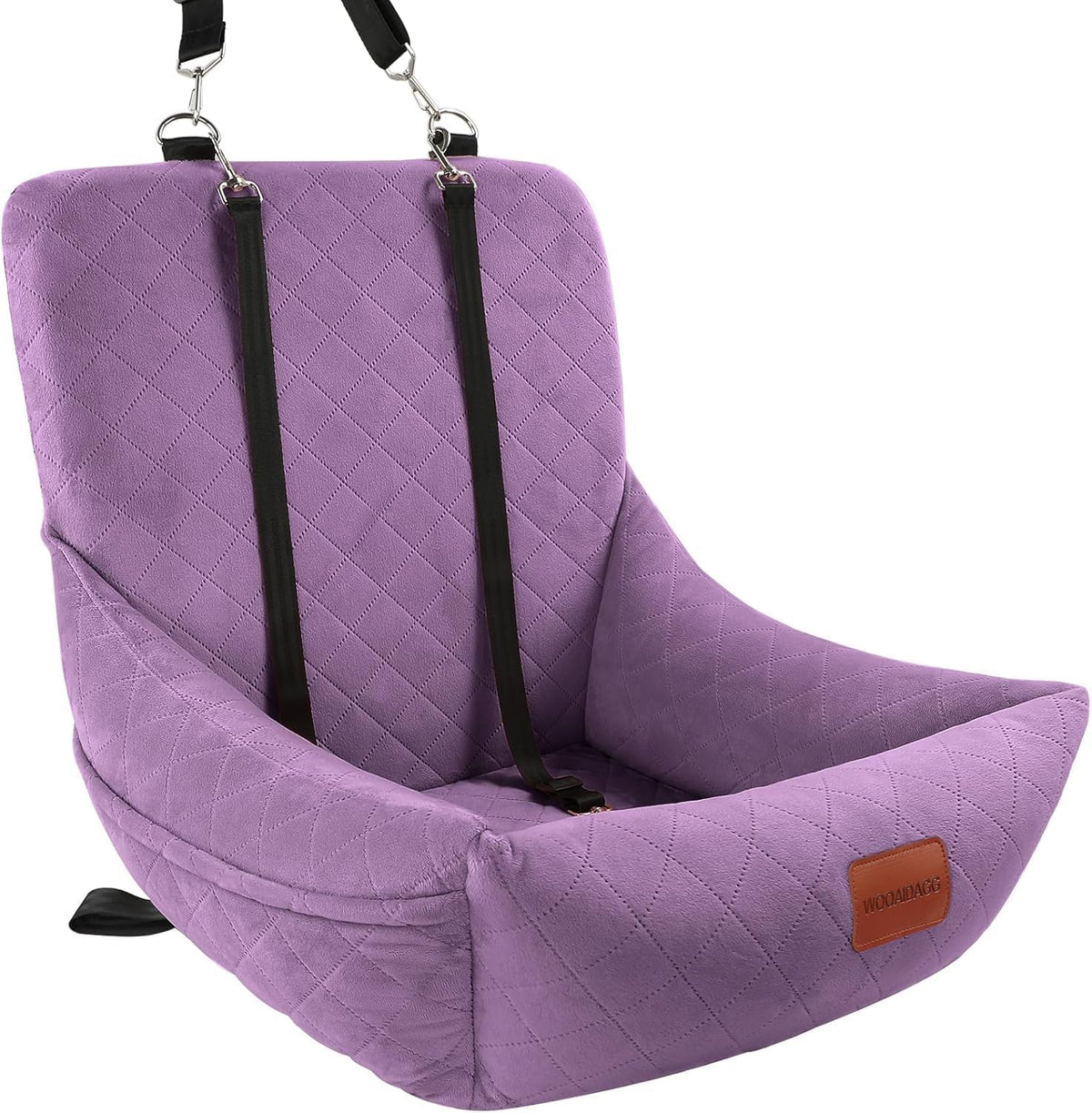 WOOAIDAGG Dog Car Seat for Small Dogs, Ultra-Soft Fabric - Purple