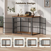Lyromix 54" Dog Crate Furniture with Foldable Door - Rustic Brown / 53.8"L x 31.9"W x 37.2"H - image 2
