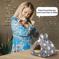 Mygeromon Guinea Pig Bed Rabbit Hideout Cuddle Cup – Daily Care for Small Pets - Star Style - image 3