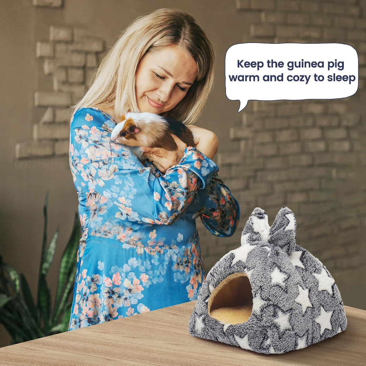 Mygeromon Guinea Pig Bed Rabbit Hideout Cuddle Cup – Daily Care for Small Pets - Star Style - image 3