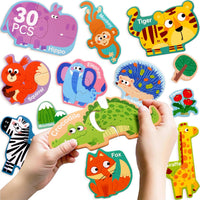 Dotimo 30-piece magnetic vehicle puzzle with cars, trucks and large printed names - view 3