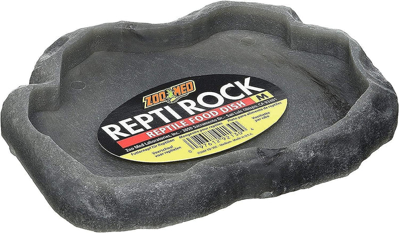 Zoo Med Reptile Rock Food Dish, 7.25"l x 6"w x 0.75"h - Medium (7.25"l x 6"w x 0.75"h) / Standard Packaging