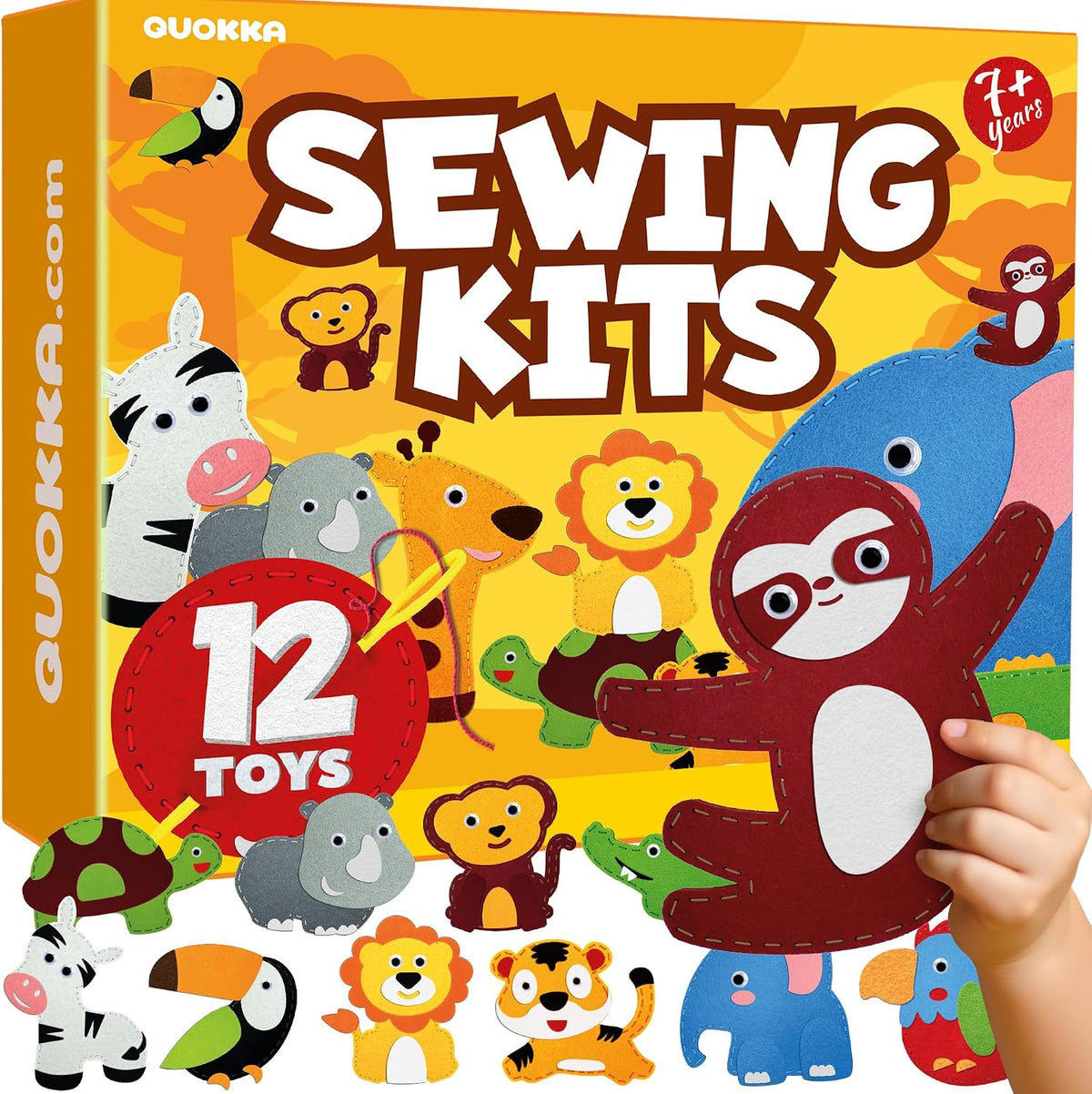 QUOKKA kids sewing kit with 12 felt toy projects and storage box - view 3