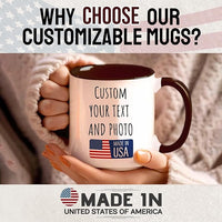 Custom Mug Upload Your Picture Personalized Coffee Mug with Photo Text Name Customized Cup Unique Ideas Gifts for Men Women Mom Dad Girlfriend Boyfriend Friend Family (Dark Red, 15oz)