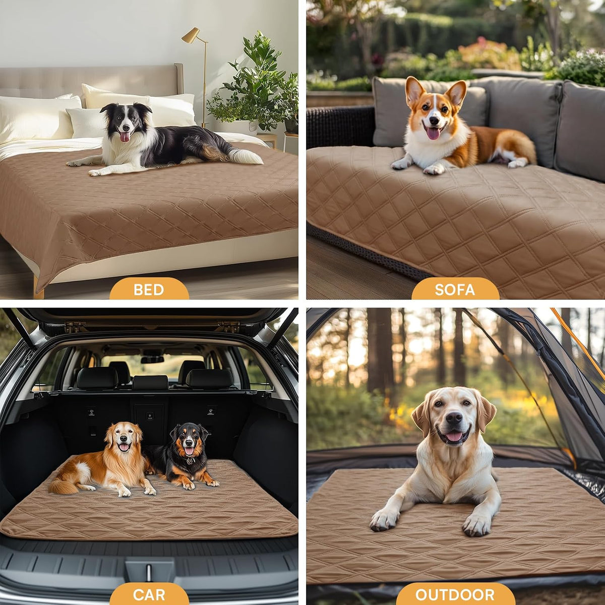 Luciphia Waterproof Couch Cover for Dogs - Light Brown+khaki / 40" x 50" - image 4
