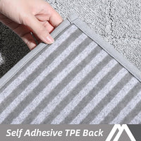 COSY HOMEER Edging Stair Treads Non-Slip Corner Indoor Stair Runners for Wooden Steps,Landing Slip Resistant Stair Rugs Mat for Kids and Dogs,100% Polyester TPE Backing,Grey,30x30 inch