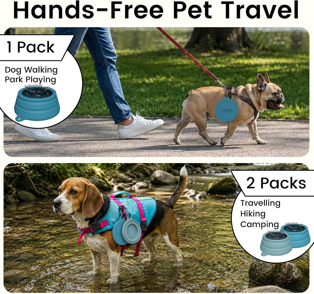 OHMO Spill Proof Collapsible Dog Bowl - 34oz / Peacock Blue - image 3