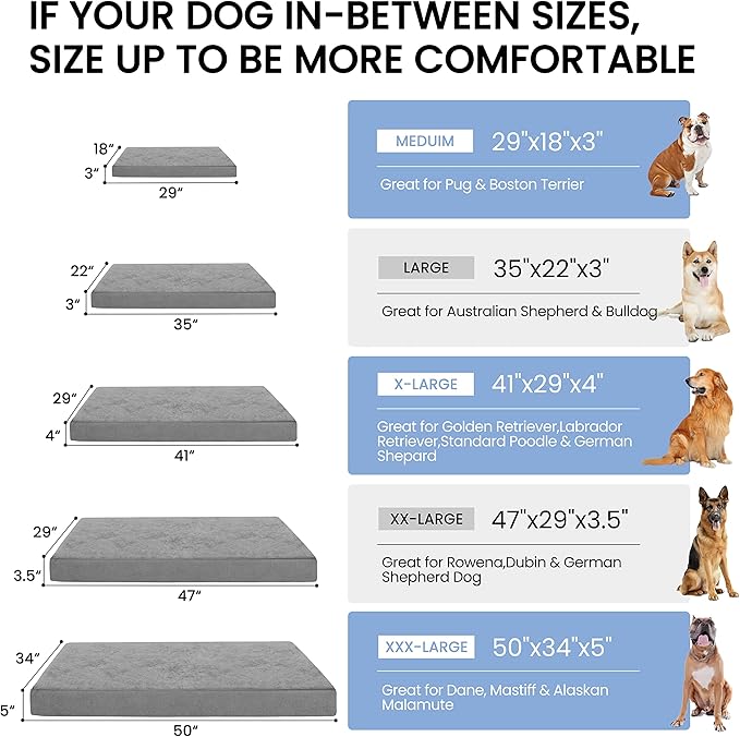 GOHOO Jumbo Dog Bed for Large Dogs, Orthopedic Memory Foam with Cooling Gel & Waterproof Lining