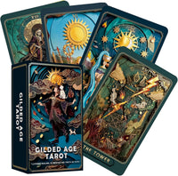 sishui Gilded Age Tarot Deck with Guidebook - Teal and Gold