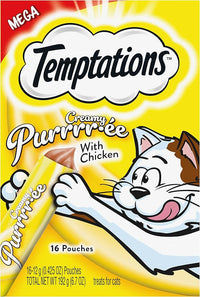 Temptations Creamy Puree Squeezable Lickable Wet Cat Treat with Chicken, 0.42 oz. Tubes, 16 Count