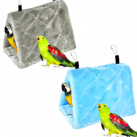 2 Pack Warm Bird Nest House Bed Hanging Hammock Sleeping Bed Plush - Blue and Grey