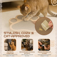 Paw-Shaped Cat Scratcher | Reversible Cardboard Kitty Scratcher | Cat Scratching Board for Indoor Cats | cat Scratcher Cardboard for Small & Medium Cats & Kittens | Cat Toy (Medium)