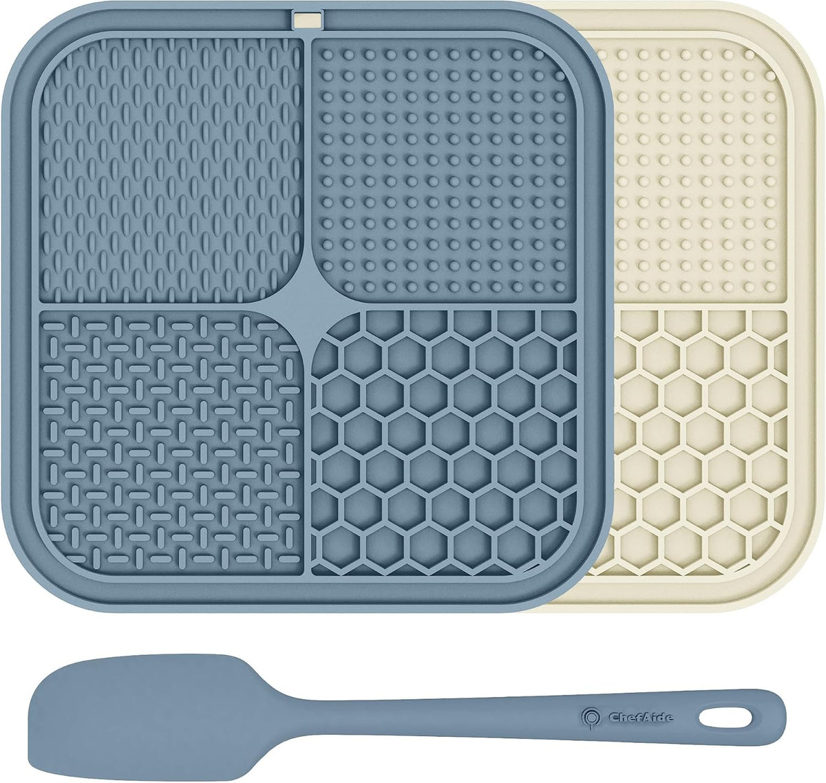 ChefAide 2 Pack Lick Mat for Dogs - Blue & Beige