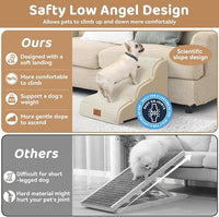 Dog Ramp and Stair for Bed 16" H-20 H,3-Step Cat Stair for Sofa and Chair,4-Step Dog Ramp for High Bed and Window,Durable Nonslip Fabric Cover for Indoor (Beige-16 H, Pet Friendly, 3)