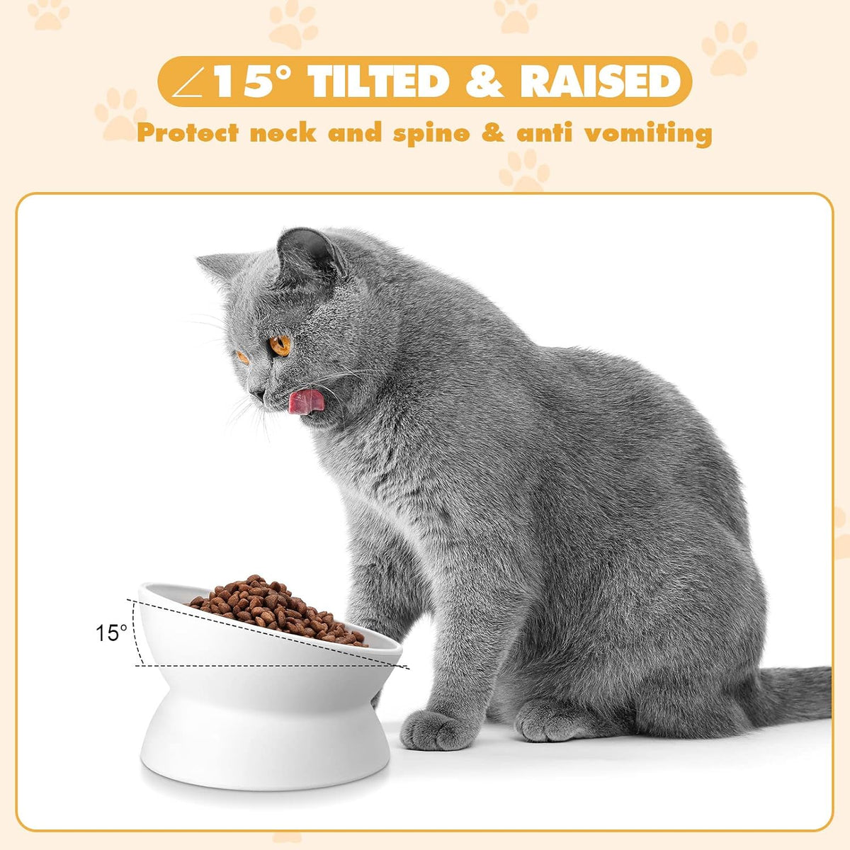 4 Pcs Elevated Cat Food Bowls Plastic Raised Cat Bowls Tilted Pet - image 4