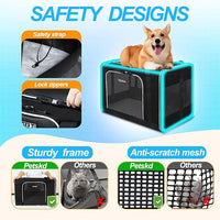Petskd Extra Large Pet Carrier 24"x17"x17" for Large Cat or Medium Dog, Collapsible Soft Sided Dog cat Carrier for Long Trips with Lockable Safety Zippers(Black)