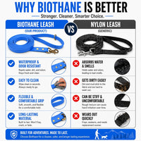Biothane Leash, Brass, 6 ft x 5/8, Black – Essentials for Dogs - 3/4 / Light Blue - image 3