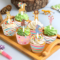 Hooqict carnival circus cupcake toppers and wrappers set, 48 pieces - view 39