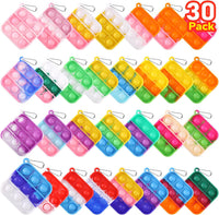 PICcircuit 30 pack mini pop fidget keychains in multicolor shapes for party favors - view 2
