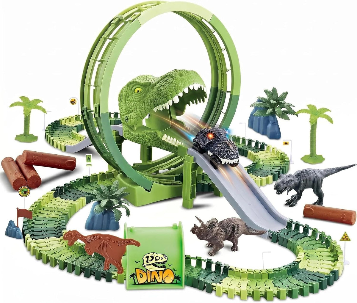Dinosaur Race Track Toys for Boys 3-5 - T-Rex Giant Loop Dinosaur Race Track Set