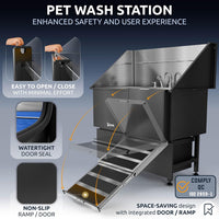 Professional Dog Washing Station 304 Stainless Steel Pets Grooming Tub – Essentials for Dogs - Black, Right Ramp, 2 Drawer / 50 Inches - image 4