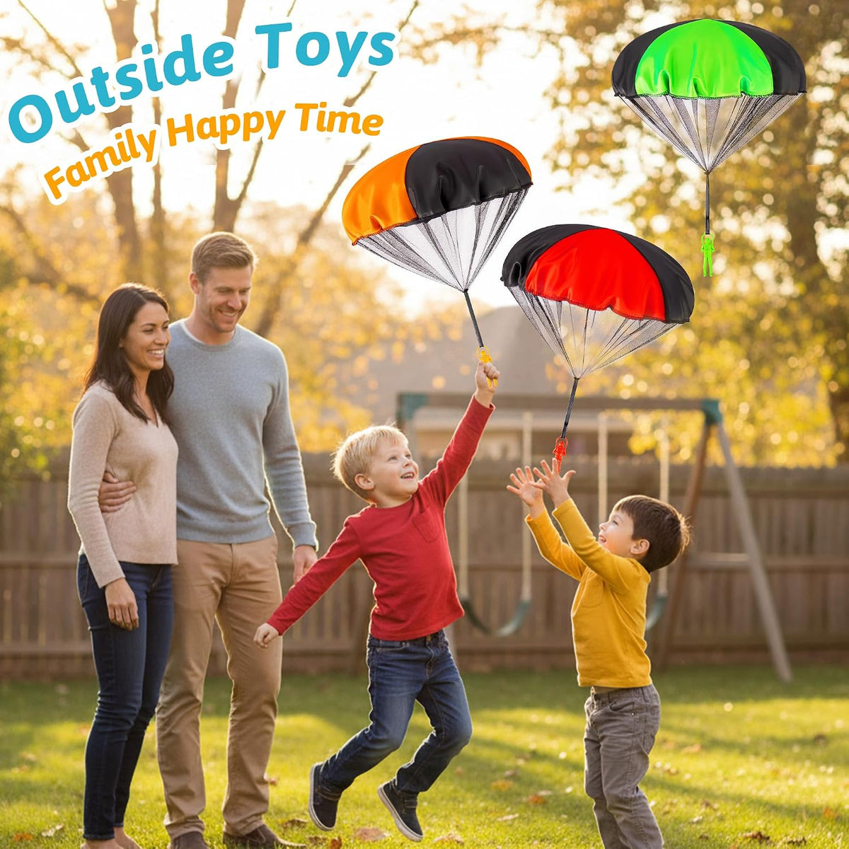 Yeeeasy Tangle-Free Parachute Toys for Kids Outdoor Flying Game - Standard 10Pcs - image 4