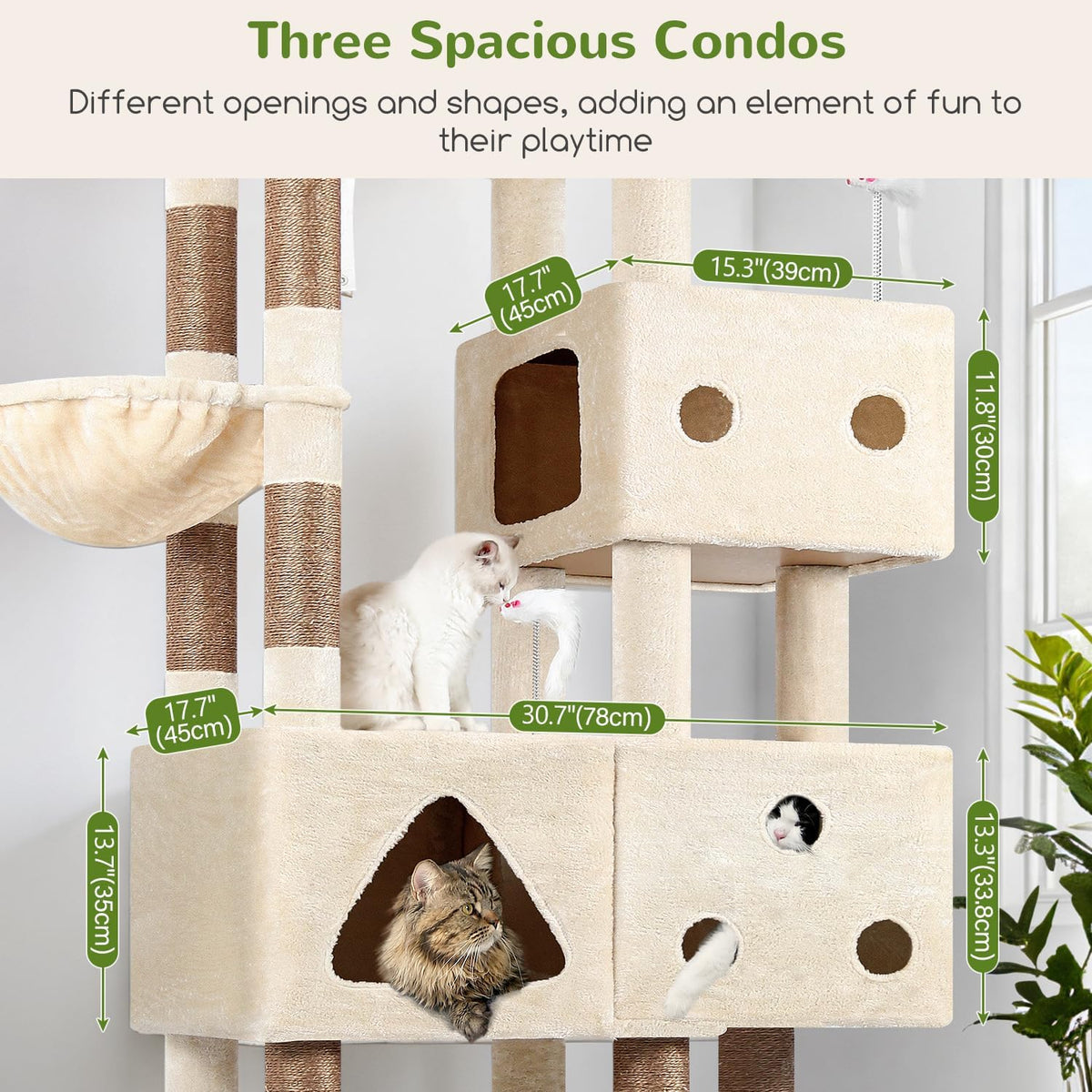 Globlazer Extra Large Cat Tower for Big Cats 20 lbs, F81 - 81 inch / Beige - image 4